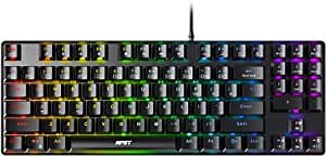 NPET K81 TKL Mechanical Gaming Keyboard: Brown Mechanical Switches, 100% Anti-Ghosting, RGB Lighting for PC Gamer Computer(89 Keys, Black)