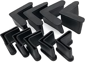 16 Pcs 1.57" x 1.57" (40mm x 40mm) L Shaped Rubber Angle Iron Caps, Furniture Angle Iron Foot Pads Furniture Rubber Leg Covers, Black