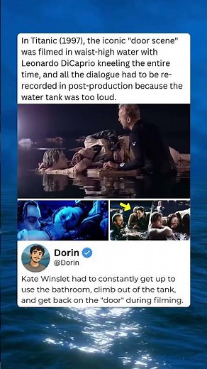 In Titanic (1997), the iconic "door scene" was filmed in waist-high water with Leonardo DiCaprio kne