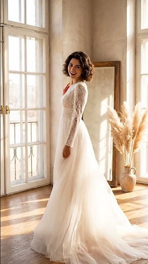 A-Line V-Neck Boho Wedding Dress | 360° Detail View | lyhias Bridal