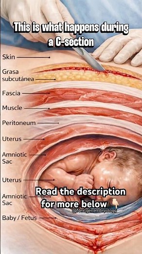 C-Section Explained: Layers of the Abdomen & Baby Inside Uterus #shorts #MedicalShorts #Embryology