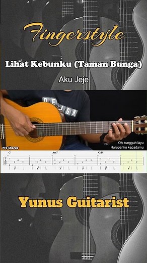 Lihat Kebunku (Taman Bunga) - Aku Jeje - Fingerstyle Guitar Tutorial + TAB & Lyrics #fingerstyle