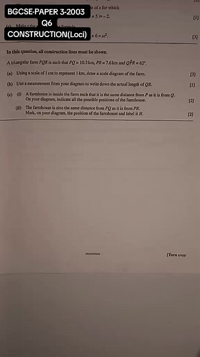 GCSE Math Paper 3 2003 Question 6 Construction Loci Lesson