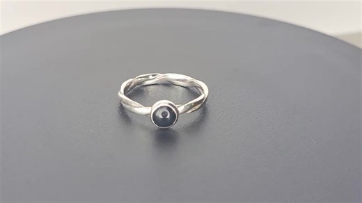 Black Onyx Cabochon Ring: Twisted Sterling Silver Band, Size P - Etsy UK