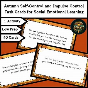 Autumn Self Control Impulse Control SEL Card Life Social Emotion Learn Mental