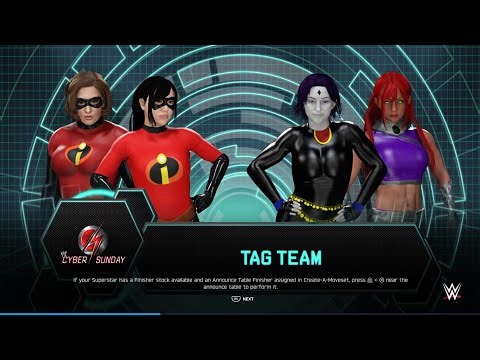 WWE 2K25 Violet Parr and Elastigirl VS Raven and Starfire