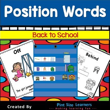 Back to School Themed Position Words Centers and Worksheets