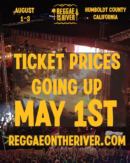 🎶 The countdown is on! Tier 2 tickets for Reggae on the River 2025 are available only until April 30th—after that, Tier 3 tickets go on sale starting May 1st at a higher price. Don’t miss your chance to save big by grabbing your tickets now at www.reggaeontheriver.com! 🔥 Plus, add-ons like camping, RV passes, and VIP upgrades are flying off the shelves, so be sure to secure yours before they’re gone! To sweeten the deal, we’re giving away a pair of VIP passes in a special contest! To enter, si