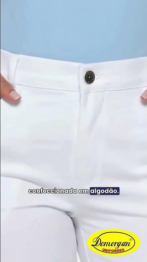 Calça branca feminina cós elástico - Demorgan Uniformes