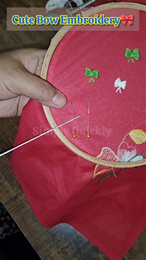 Cute & Easy Bow Embroidery Tutorial 🎀 #shorts
