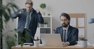 Loop Businessman Working Laptop While Colleague Stock Footage Video (100% Royalty-free) 3505098083 | Shutterstock