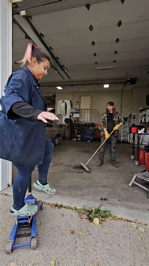 My girlfriend will do anything else BUT clean up the shop. #ddspeedshop #relationshiphumor #garagegirlfriend #trifive #classiccar | DD Speed Shop