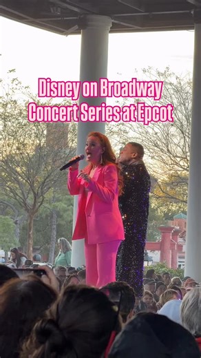 The Disney on Broadway Concert Series happens nightly at the Epcot International Festival of the Arts! 🎭 Disney on Broadway performers, entertain the crowd with classic and beloved Disney songs! This is a must for the theater lover and your family! 🎶 #disneyworld #epcot #festivalofthearts | Hannah Murry Reed