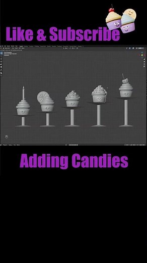 Part 9: Creating Candies - Watch Me Create Low-Poly Cupcakes Step By Step in Blender #shorts