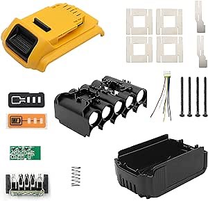 18V 20V 4.0Ah 5.0Ah 10-Cell 18650 Battery Case Parts Cover Replacement for Dewalt DCB200, DCB201, DCB203, DCB204, DCB205 Repair DIY Kit(No Battery Cell Included)