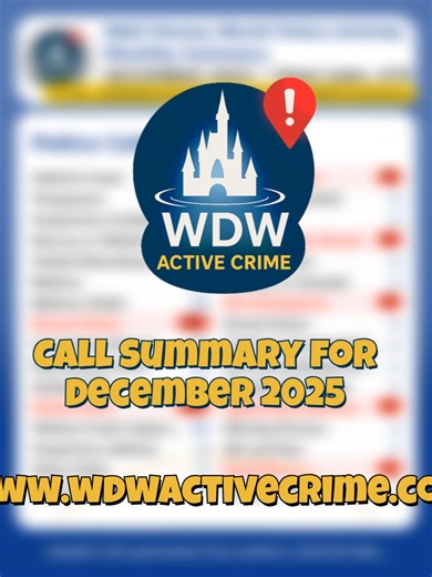 December 2025 Walt Disney World police calls. #waltdisneyworld #disney #wdwactivecrime
