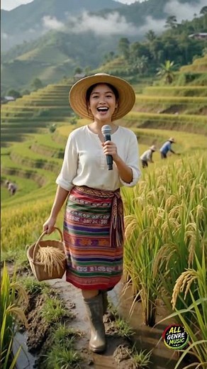 🌾 Beautiful Farmer Girl Sings Tagalog Reggae in the Rice Terraces! 🇵🇭🎶 #Shorts #reggae