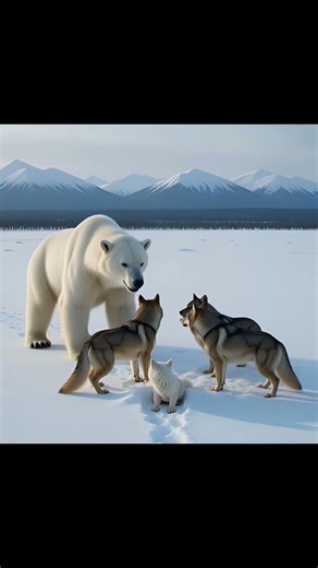 Polar Bear Saves Arctic Fox from Wolf Pack Attack 🐻‍❄️| Heroic Animal Rescue #wildlife #animalrescue