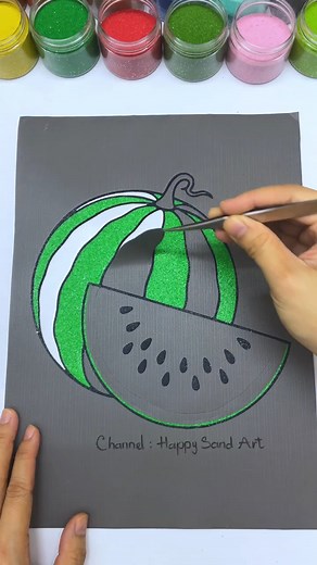 Watermelon 🍉✨ Relaxing ASMR Sand Art Painting Satisfying Video #shorts | Fan 6