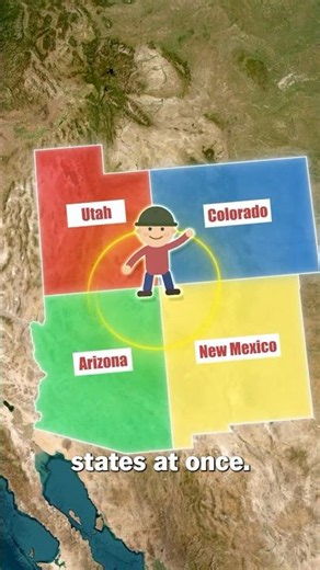 The Only Place Where FOUR States Meet 🤯 🇺🇸 #geography #maps #shorts