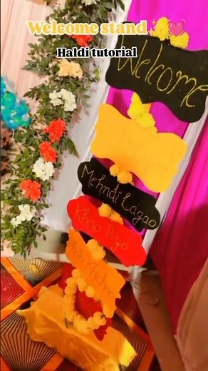 Haldi Welcome Stand Decoration Ideas | DIY Haldi Setup at Home 💛 ‪@TrendzWithRameen‬ #themedecor