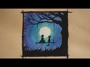 Draw a Night Sky - Moon Light - Beginner color pencil