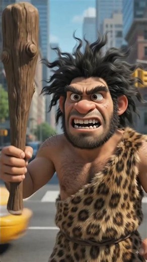 Caveman enters a Modern City! 🏙️😂 #shorts