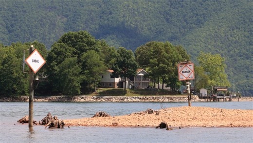 Smith Mountain Lake water levels drop, exposing hazards