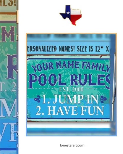 Personalized - Pool Side - Metal Sign