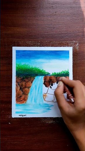 how to draw waterfall | waterfall scenery drawing| easy drawing ideas| simple