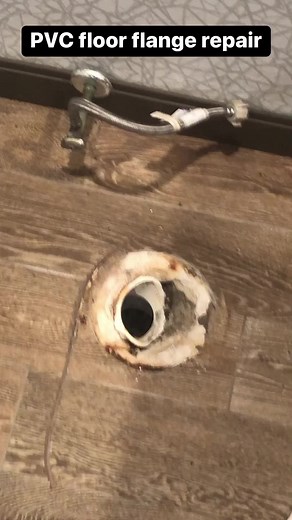 Offset floor flange repair. Using a Sioux Chief push tite offset floor flange. These flanges are awesome. Link in the comments. #plumbing #plumber #plumbingservices #toilet #ToiletRepair #waxseal #waxseals #sewerrepair #PVC #pvcpipe #fix #repair #serviceplumber #hotelbathroom #diy #handyman #siouxchief #fyp #viralvideo #explorepage #theplumbingjedi | The Plumbing Jedi