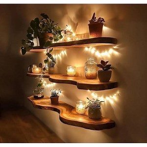 Wall Shelf, Wall Mounted Floating Bookshelf with Lip, Living Room Nursery Storage Display