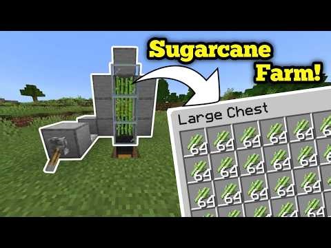 Best Sugarcane Farm Minecraft Bedrock 1.21 😱 Unlimited Sugarcane!