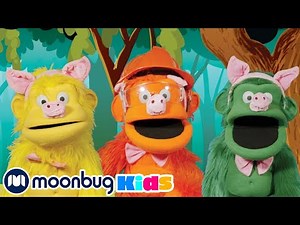 The Three Little Pig Monkeys | Bedtime Stories For Kids | Puppet Shows | Moonbug Kids