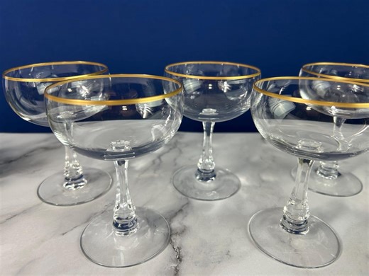 6 Vintage Fostoria Classic Gold Coupes 1950’s Cocktail Glasses Midcentury Barware - Etsy
