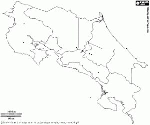 Mapa de Costa Rica para colorear, pintar e imprimir