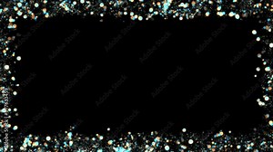 blue and gold particles border frame loop Transparent Video. Two color wide border, glittering frame shape animation on Transparent background Seamless loop