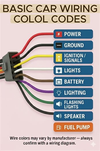 Car Wiring Color Codes in 1 Minute! ⚡ | Learn Basic Car Wiring | #Shorts