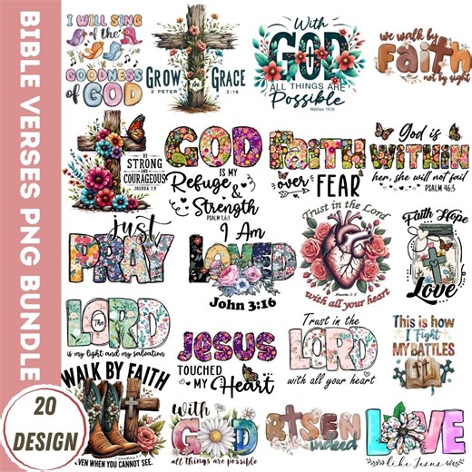 Christian Bible Verse PNG Bundle, Bible Verses Clipart, Scripture Sublimation, Love Faith, Motivational Quotes - Etsy