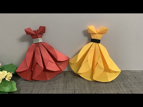 How To Make Pretty Origami Dress | Paper Frock | Easy And Simple Origami Dress | DIY