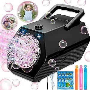 Bubble Machine Automatic Bubble Blower for Kids, 18000+ Big Bubbles Per Minute, for Indoor Outdoor Birthday, Wedding, Parties, Age 3 4 5 6 7 8 Gifts,Black