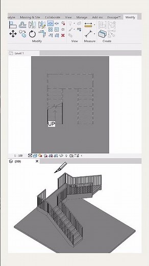 استخدام أداة السبلت للتعديل على الدرابزين في برنامج الريفيت #revittutorial #هندسة_معمارية