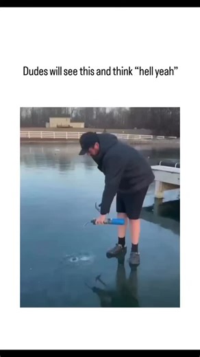 GLOBALREEL.O on Instagram: "This instagram video depicts a man using a propane torch attached to a hammer to melt a hole through several inches of ice on a frozen pond, a DIY method for ice fishing that creates a visually satisfying steam burst upon breakthrough. Posted by @PicturesFoIder , an account specializing in viral global media, the clip has garnered 2.6 million views and 13,000 likes in under 24 hours, tapping into the appeal of "satisfying" destruction videos popular on platforms like