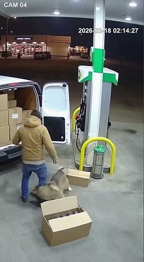 Dog Charges Man During Unloading at Gas Station
