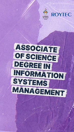 Start Something with the Associate Degree in Information Systems Management (ADISM) at UWI-ROYTEC! Ready to build a future in tech? Dive into AI, coding, networking, cybersecurity, databases, and the tools driving today’s digital world. 💻 Learn. Build. Create. 🌐 Blended classes flexible payment plans 🎓 GATE Approved 🚀 Career paths in IT support, programming, networking, AI, web design, system analysis & more Your tech career starts HERE. Applications open for January 2026! Apply now at : htt