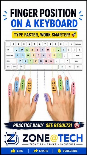 ⌨️ Correct Finger Position on Keyboard | Type Faster Like a Pro! 🚀