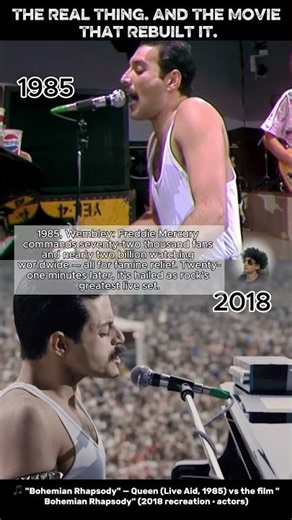 Queen at Live Aid vs the 2018 Movie — "Bohemian Rhapsody" 🎤 #Shorts