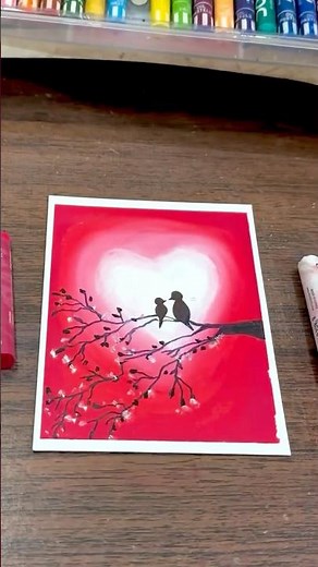 Beautiful Love Birds Scenery Drawing with Oil Pastels 🌸✨