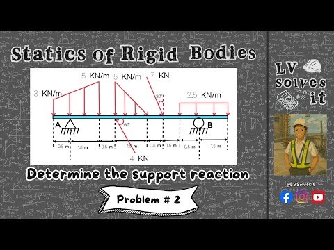 Beam Support Reactions with Inclined & Distributed Loads | Statics - Problem #2