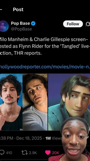 𝐒𝐡𝐚𝐲👸🏾🎞️🌟 on Instagram: "Who do yall hope is our Flynn/Rapunzel😩 • • #tangled#milomanheim#charliegillespie#freyaskye#shaydastarr tangledliveaction"